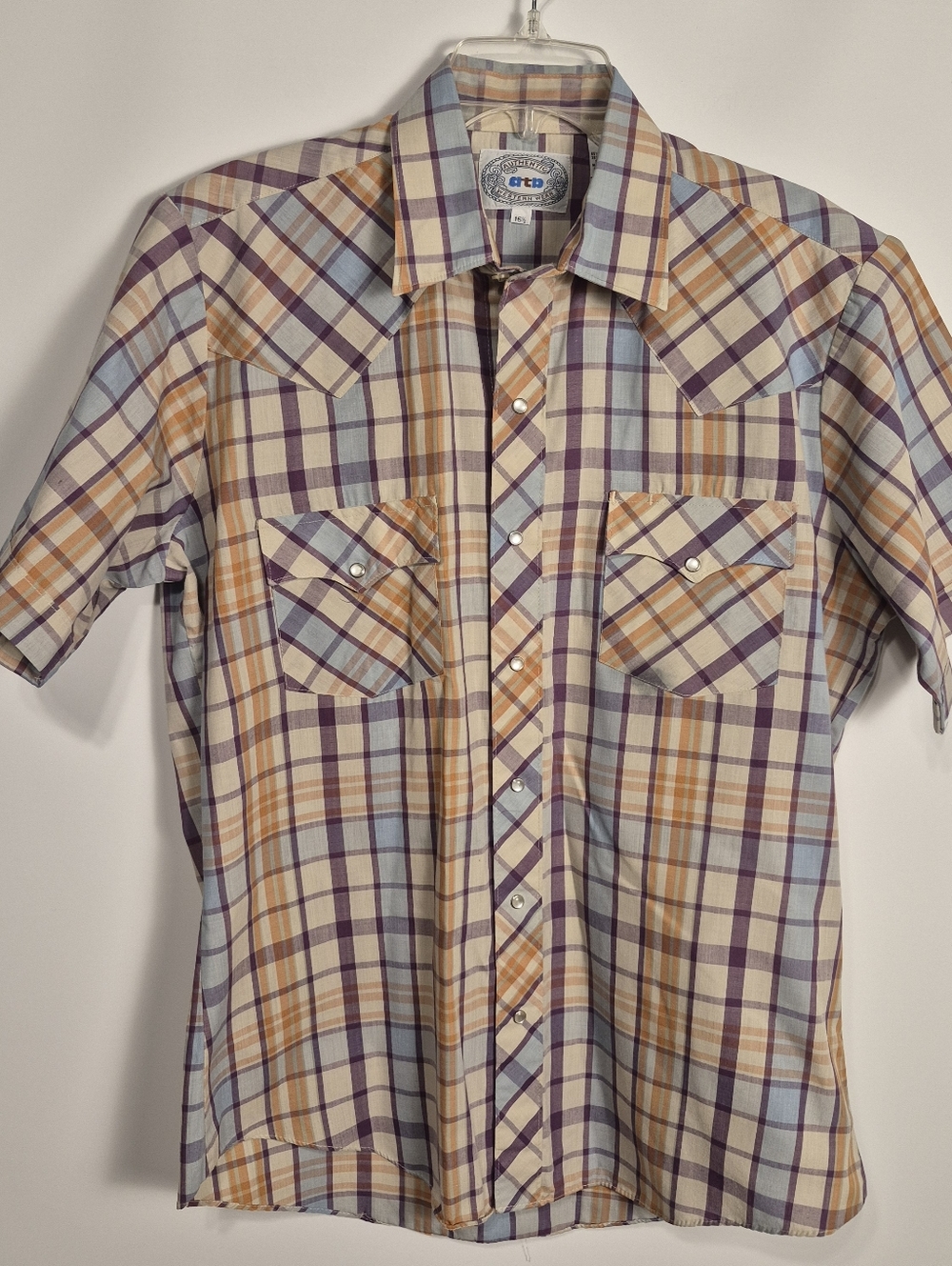 Vintage ATB Authentic Western Wear Pearl Snap Western Shirt Men 16.5 Plaid